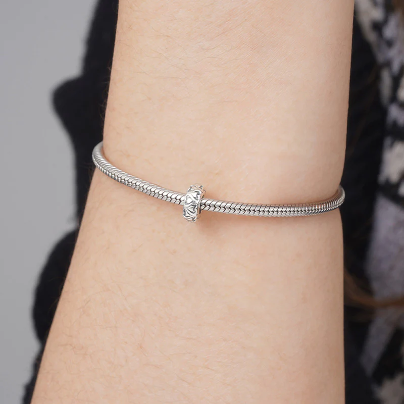 Lace Heart Stopper for Charm Bracelets 925 Sterling Silver - Image 3