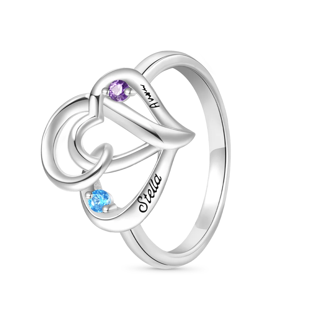 Gnoce Personalized Ladies' Double Heart Promise Ring - Image 3