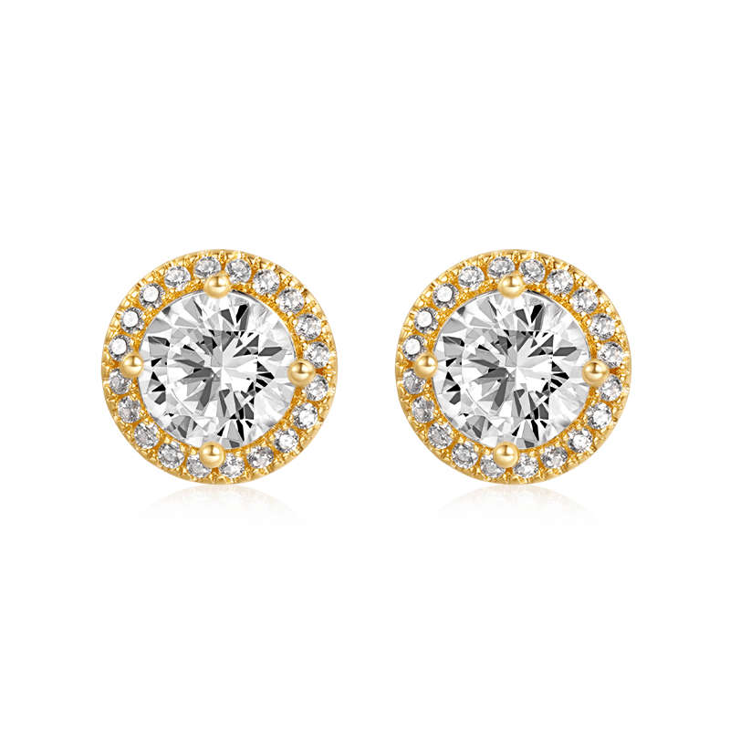 Gnoce Luxe Large Halo Stud Earrings Platinum-plated Silver Blend - Image 2