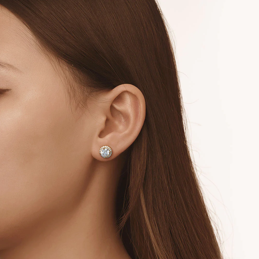 Gnoce Luxe Large Halo Stud Earrings Platinum-plated Silver Blend - Image 5