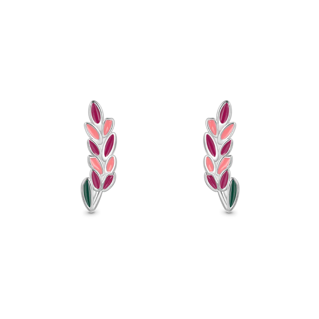 Gnoce Birthday Flower Series Lavender Stud Earrings Platinum-plated Silver Blend