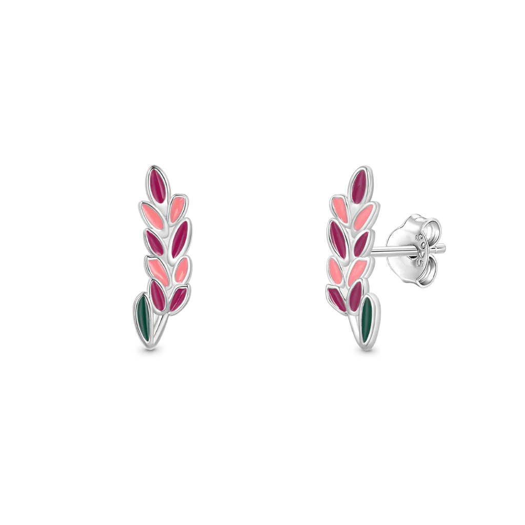 Gnoce Birthday Flower Series Lavender Stud Earrings Platinum-plated Silver Blend - Image 2