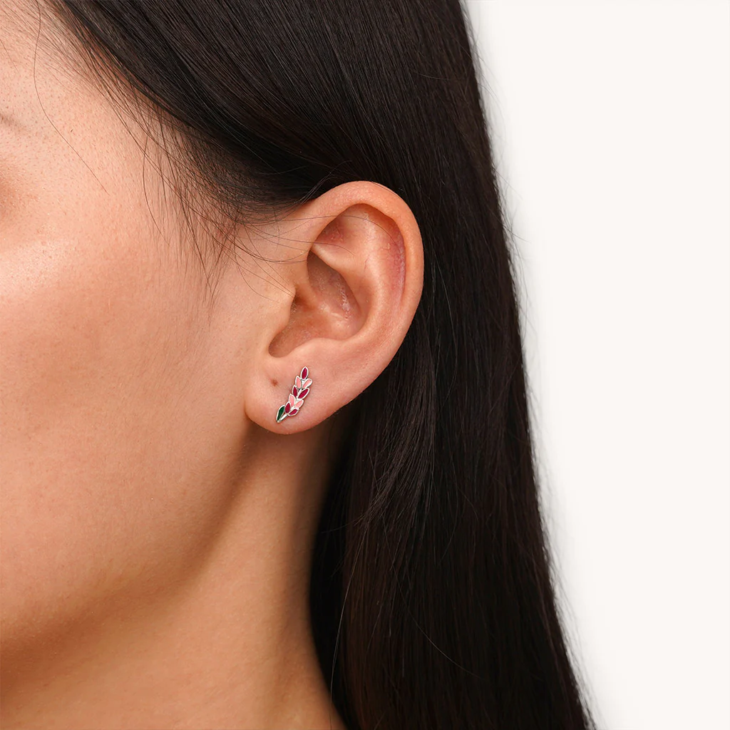 Gnoce Birthday Flower Series Lavender Stud Earrings Platinum-plated Silver Blend - Image 4