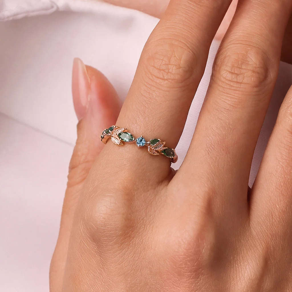 Gnoce  Leaf Branch Marquise-Cut Band Ring - Image 2