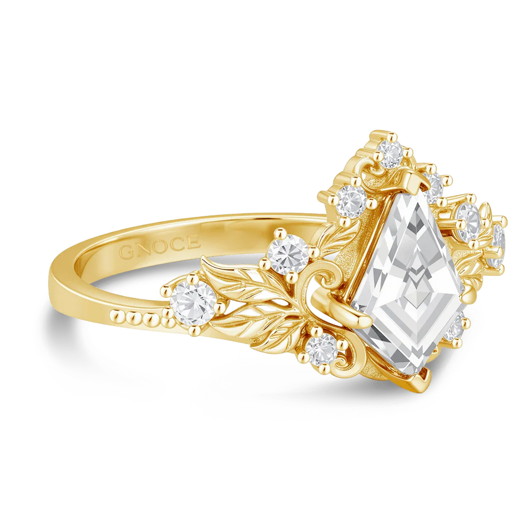Gnoce Leaf Filigree Kite-Cut Moissanite Ring - Image 4