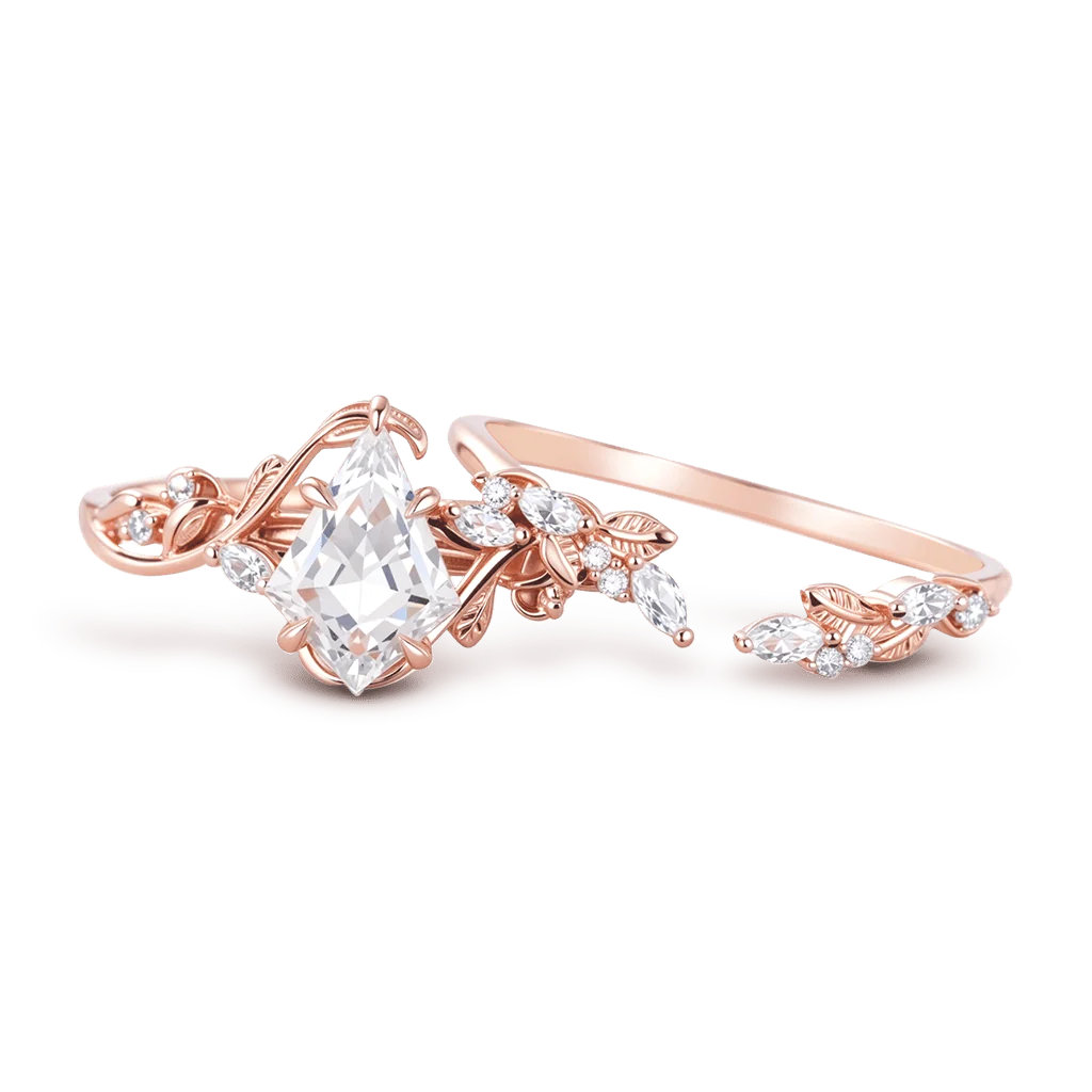 Gnoce Nature-Inspired Leaf Kite-Cut Promise Ring Set - Image 4