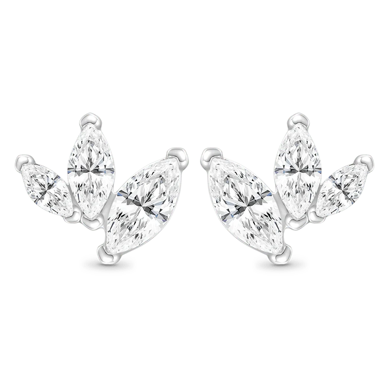 Gnoce Leaf-shaped Stud Earrings Platinum-plated Silver Blend - Image 3