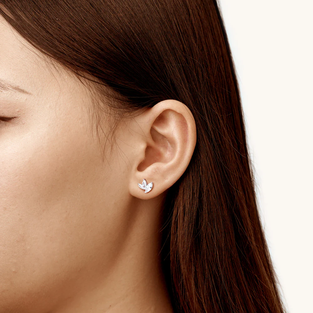 Gnoce Leaf-shaped Stud Earrings Platinum-plated Silver Blend - Image 5