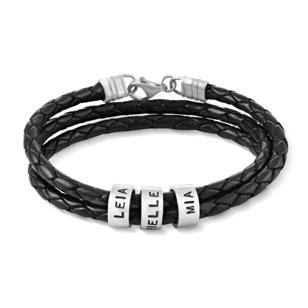Gnoce Hip-hop Braided Leather Magnetic Clasp Multi-layer Engravable Bracelet - Image 3