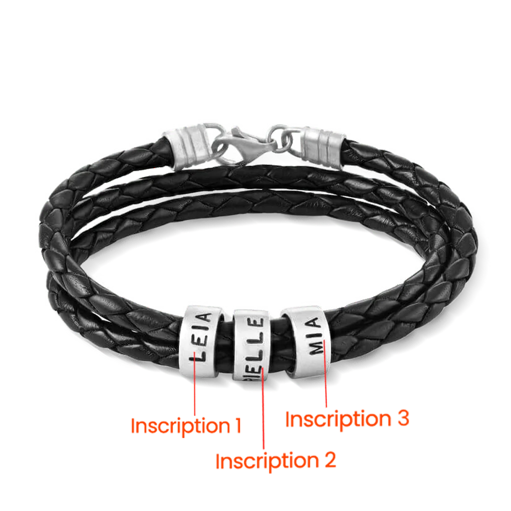 Gnoce Hip-hop Braided Leather Magnetic Clasp Multi-layer Engravable Bracelet - Image 4