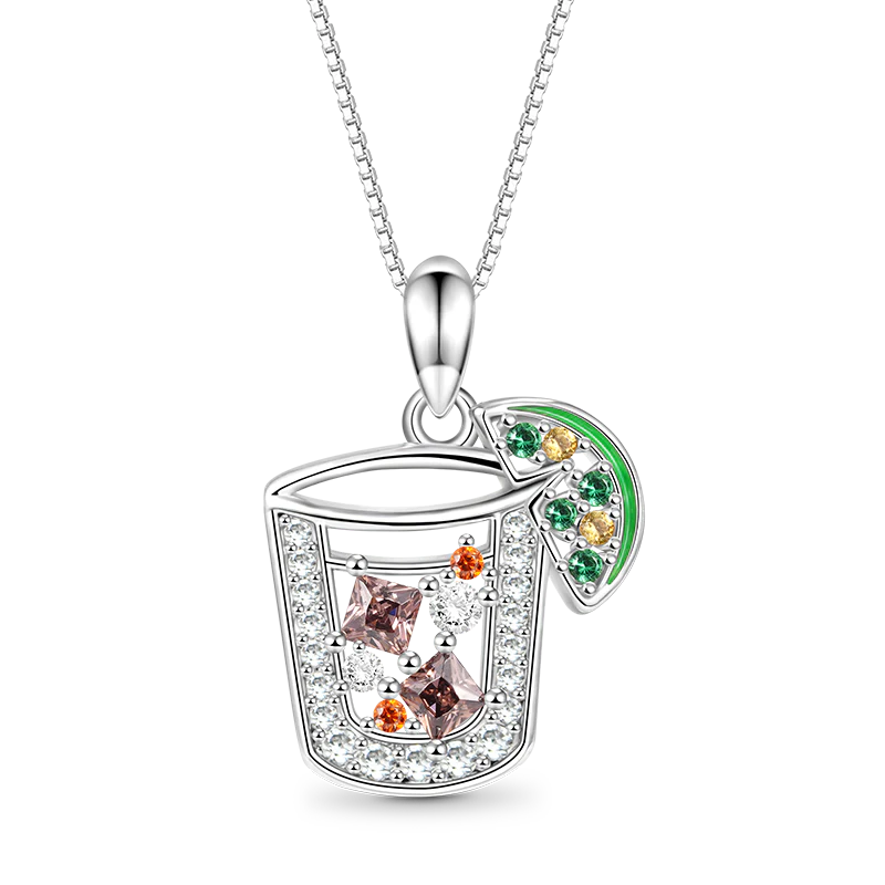 Gnoce Ice Cube Lemon Drink Necklace Platinum-plated Silver Blend