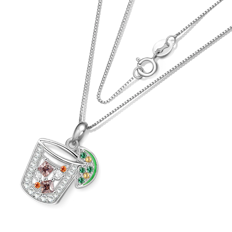 Gnoce Ice Cube Lemon Drink Necklace Platinum-plated Silver Blend - Image 2