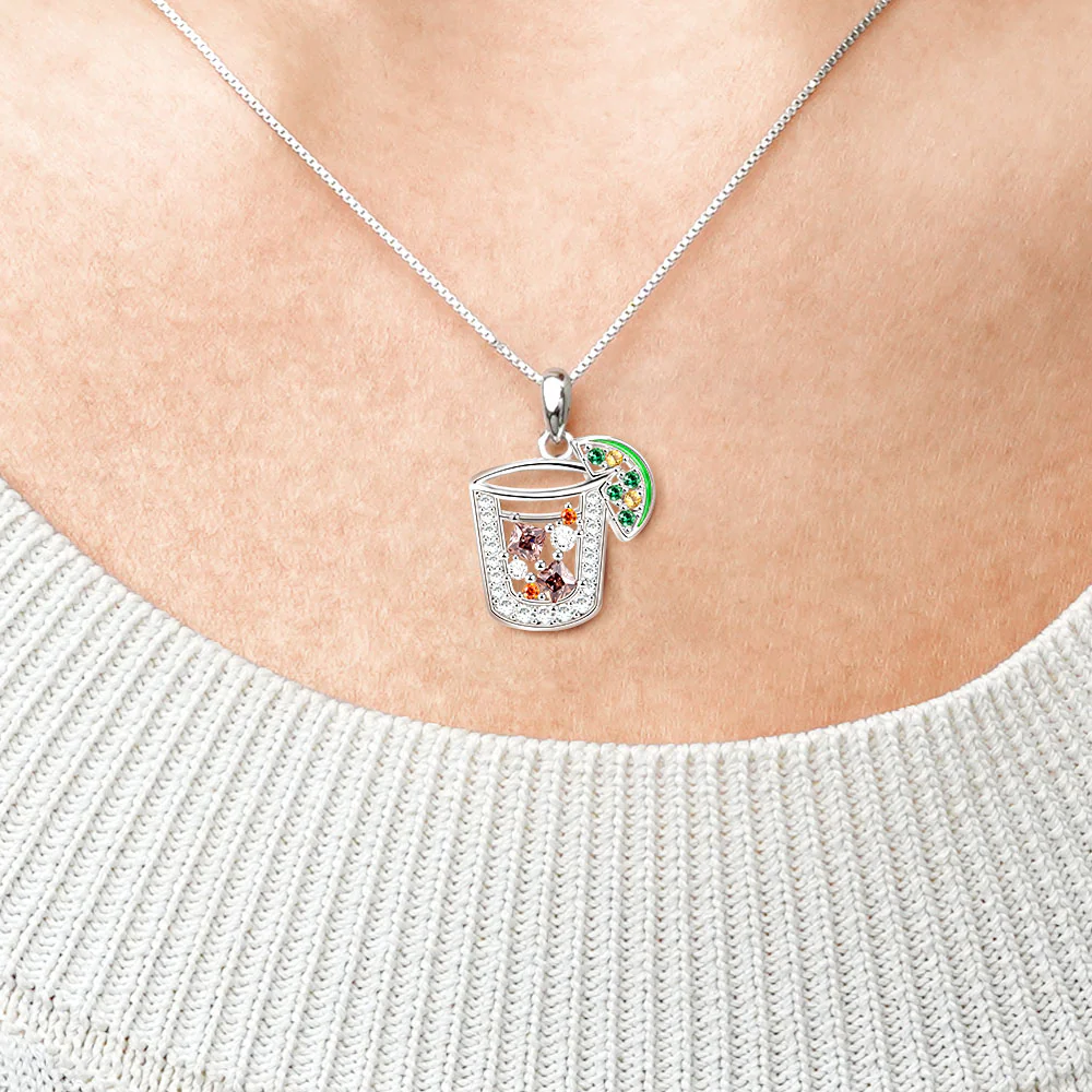Gnoce Ice Cube Lemon Drink Necklace Platinum-plated Silver Blend - Image 4