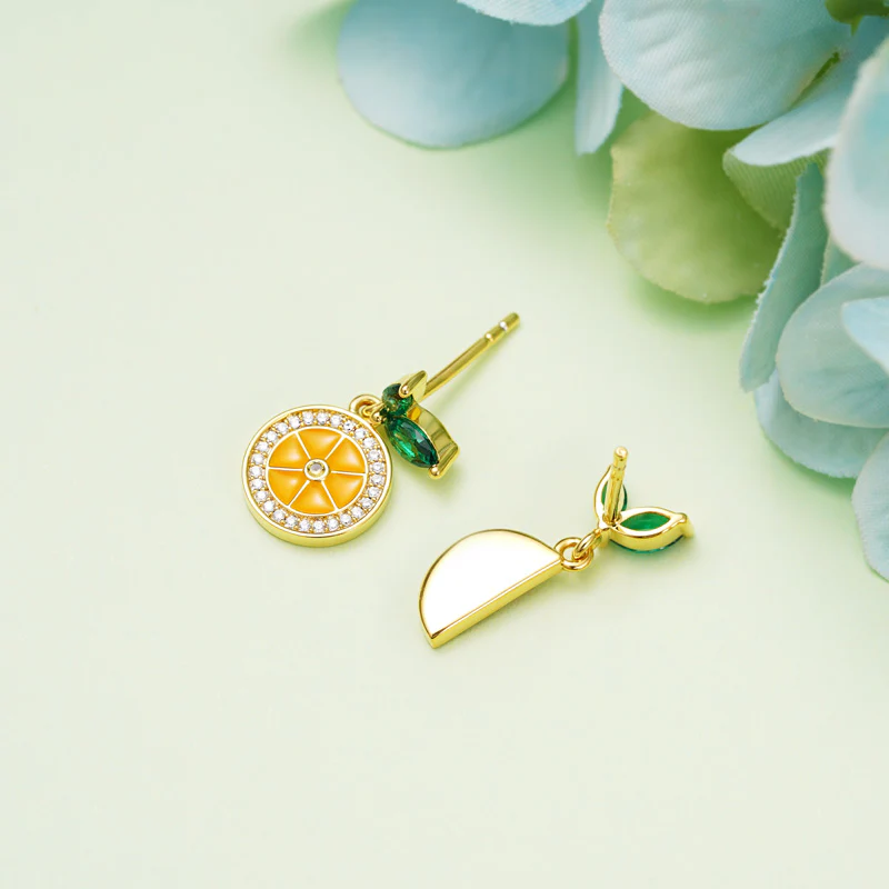Gnoce Fresh Lemon Dangle Earrings Platinum-plated Silver Blend - Image 2