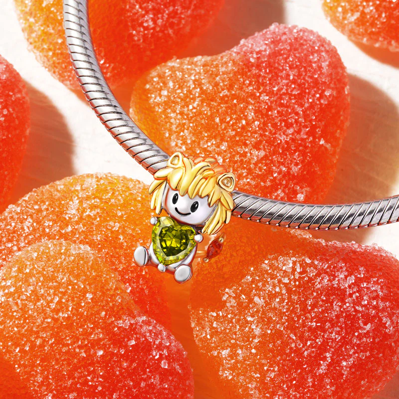 Gnoce Leo Zodiac Sign Embraces Heart Gem Charm - Image 3