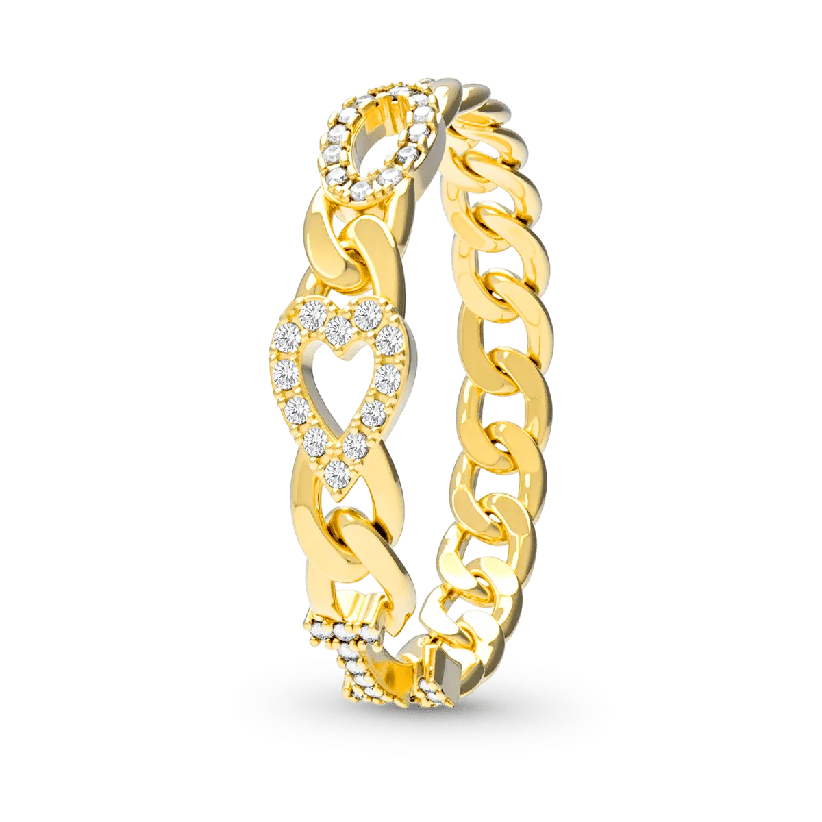 Gnoce Diamond Letter Curb Chain Ring with Custom Birthstone Friendship Jewelry - Image 3