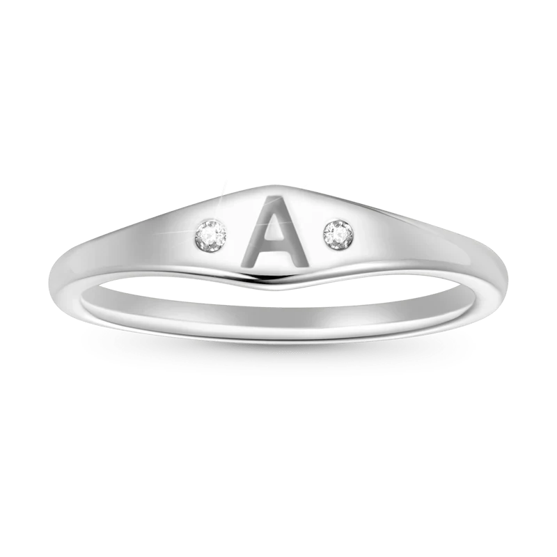 Gnoce Personalized Initial Letter Single Ring