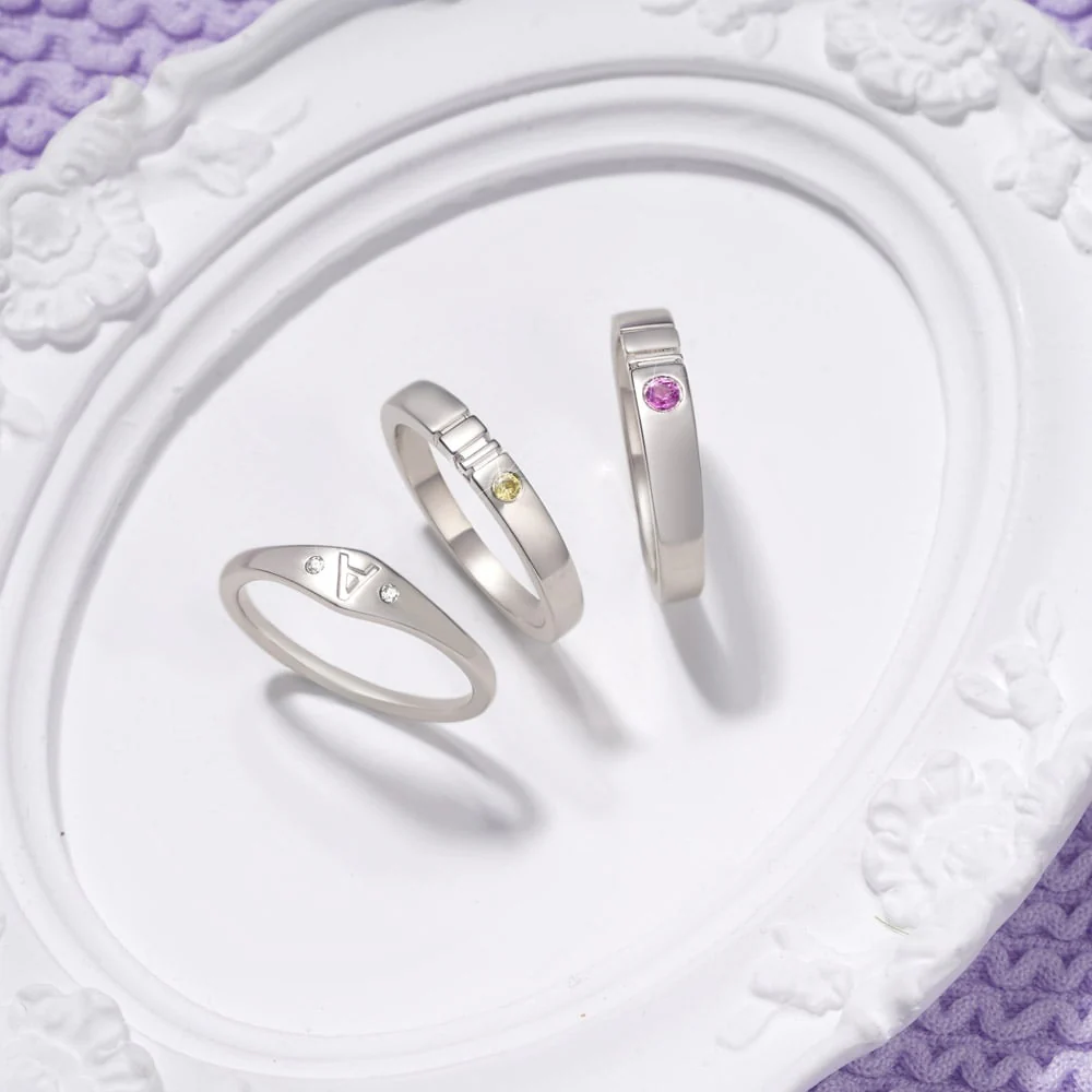 Gnoce Personalized Initial Letter Single Ring - Image 3
