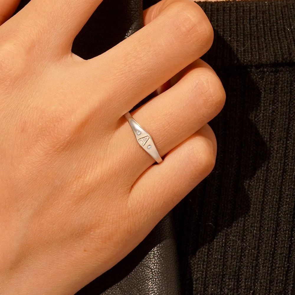 Gnoce Personalized Initial Letter Single Ring - Image 5