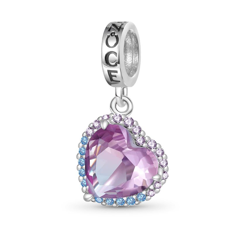 Gnoce Gradient Light Purple Heart-shaped Pendant Dangle Charm