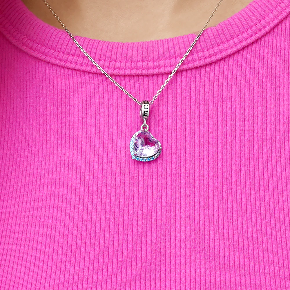 Gnoce Gradient Light Purple Heart-shaped Pendant Dangle Charm - Image 7
