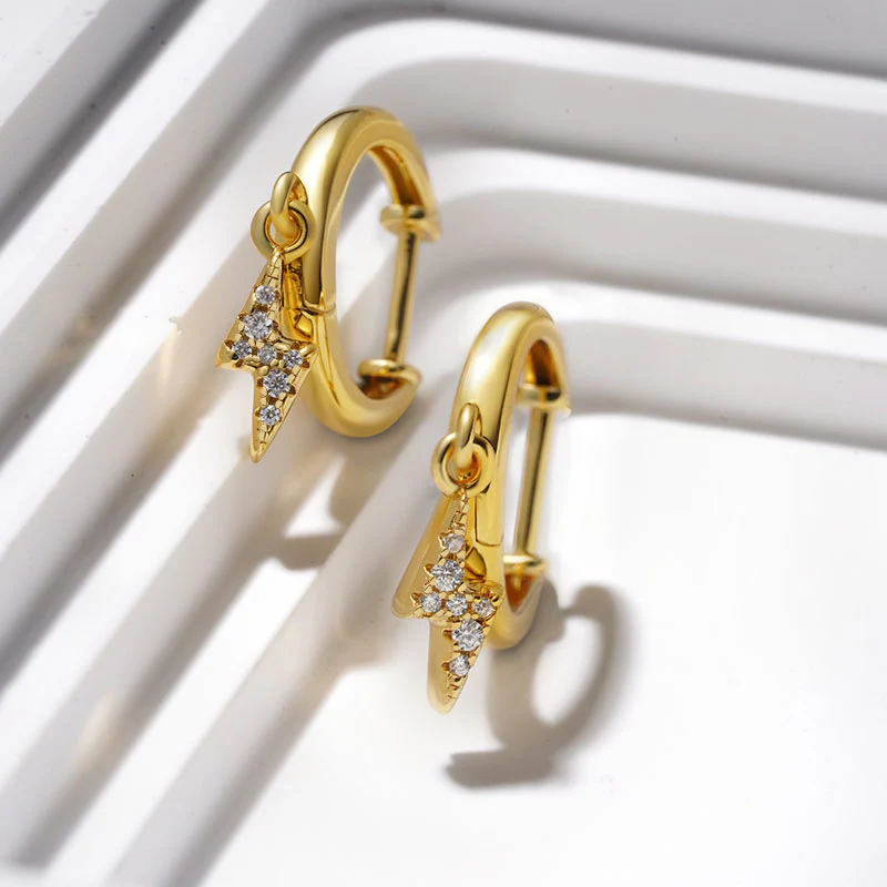 Gnoce Lightning Bolt Dangle Earrings Platinum-plated Silver Blend - Image 4