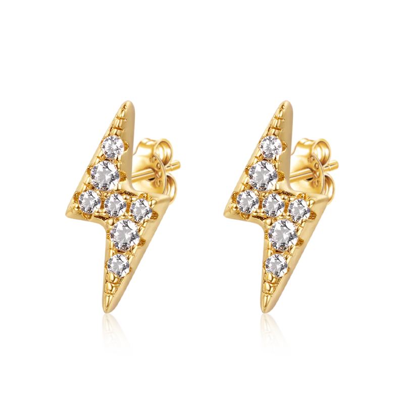 Gnoce Lightning Bolt Stud Earrings Platinum-plated Silver Blend