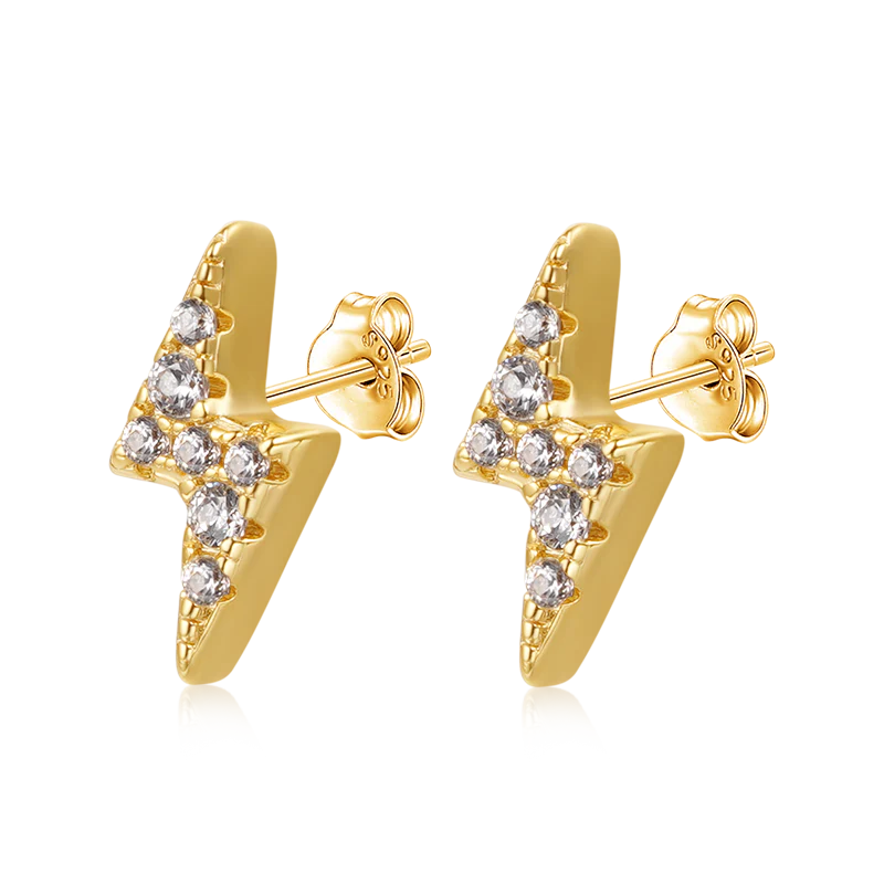 Gnoce Lightning Bolt Stud Earrings Platinum-plated Silver Blend - Image 4