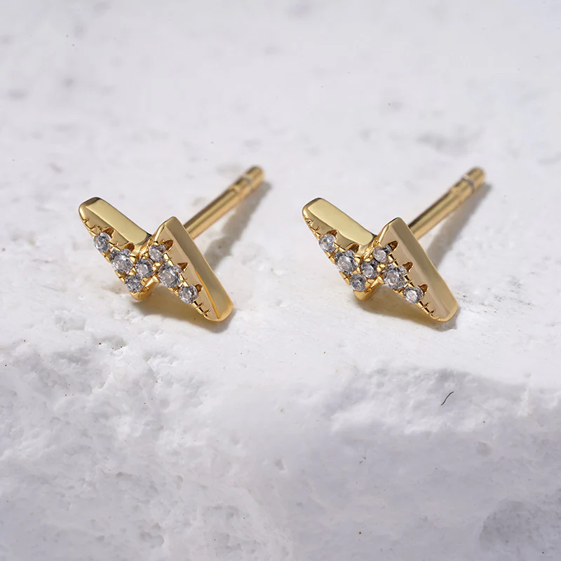 Gnoce Lightning Bolt Stud Earrings Platinum-plated Silver Blend - Image 5