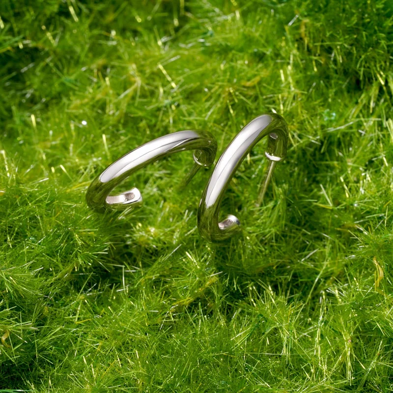 Gnoce Lightweight Open Hoop Earrings Platinum-plated Silver Blend - Image 4