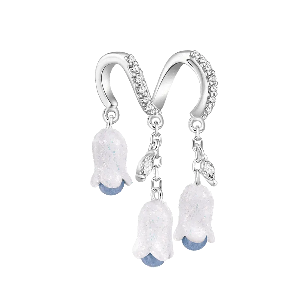 Gnoce Lily of the Valley Stamens Charm Platinum-plated Silver Blend