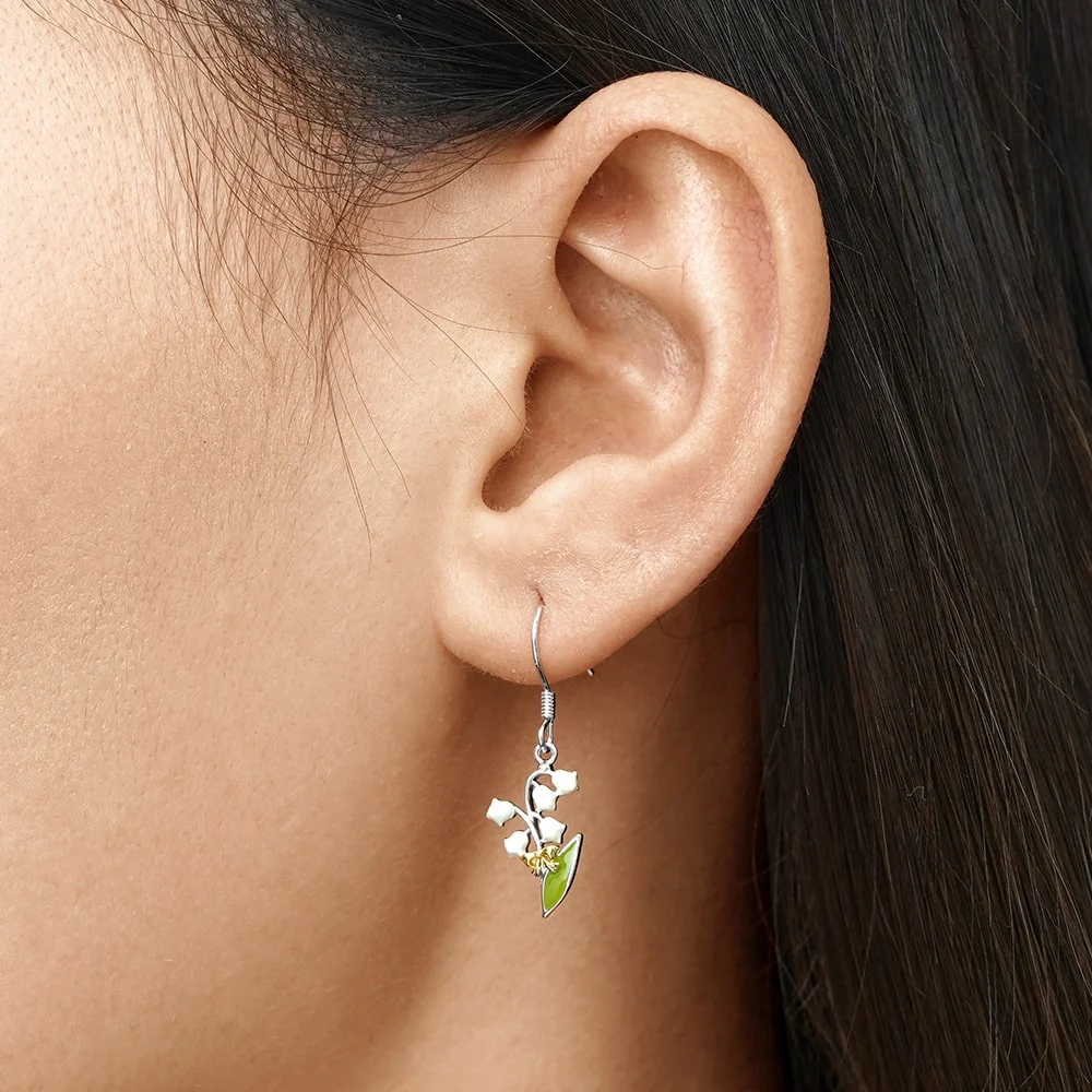Gnoce Lily of the Valley Flower Earrings Platinum-plated Silver Blend - Image 4