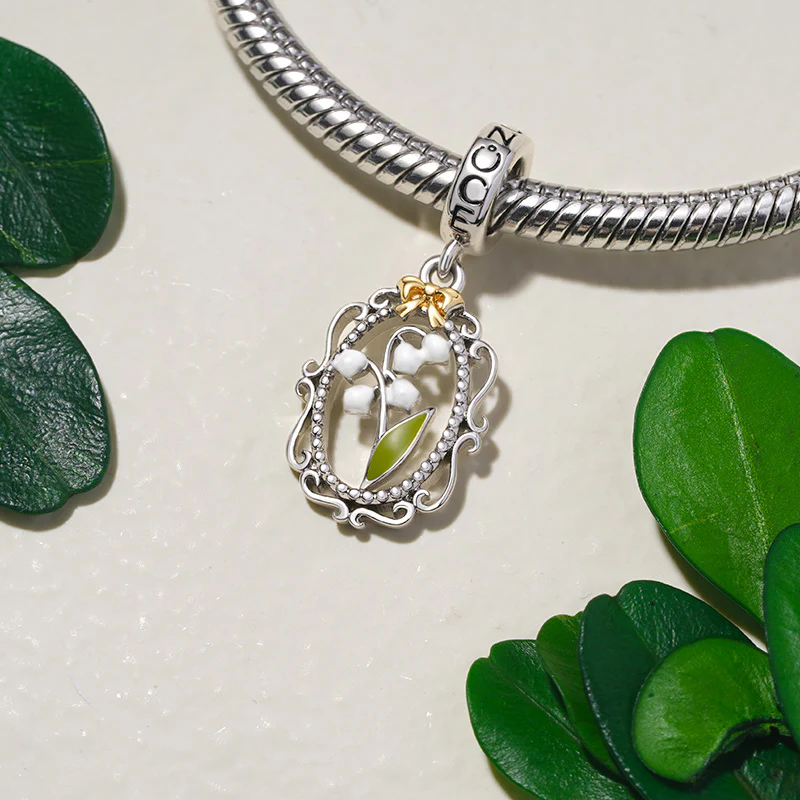 Gnoce Lily Of The Valley Flowers Charm Platinum-plated Silver Blend - Image 3