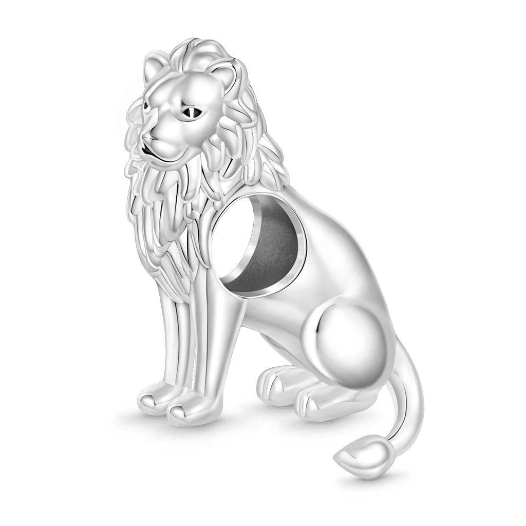 Gnoce South Africa Animal Lion Charm Platinum-plated Silver Blend