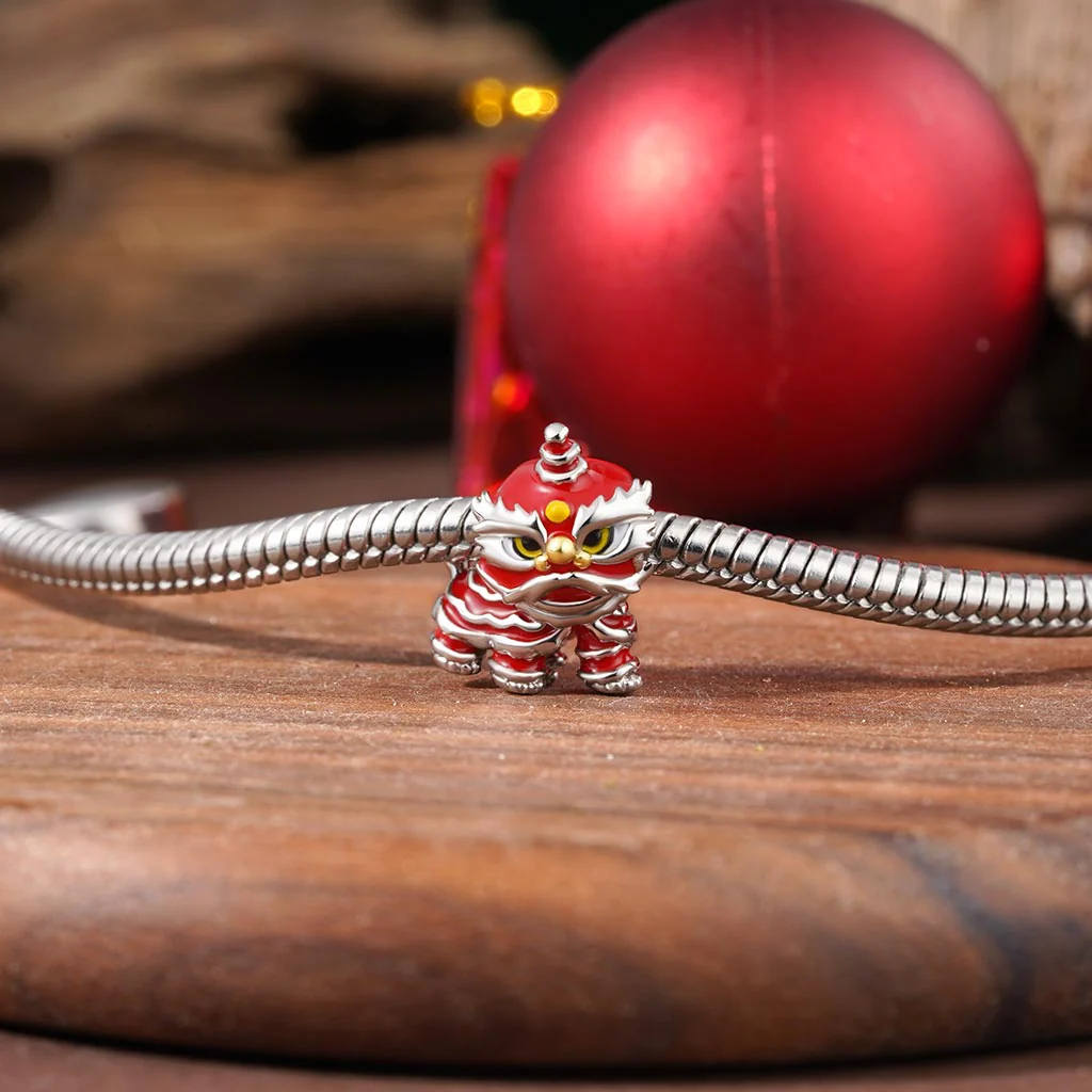 Gnoce Happy New Year Lion Dance Charm Platinum-plated Silver Blend - Image 3