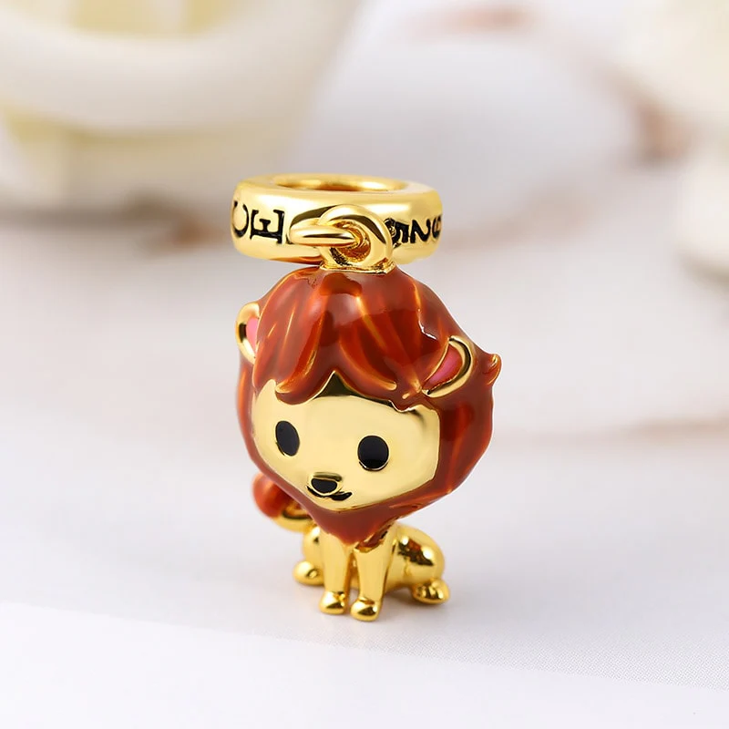 Lion Pendant Dangle Charm Sterling Silver 18k Gold Plated - Image 2