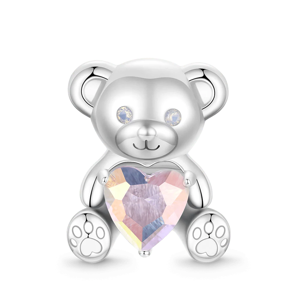 Gnoce "I Love U" Little Bear Embraces Heart Charm