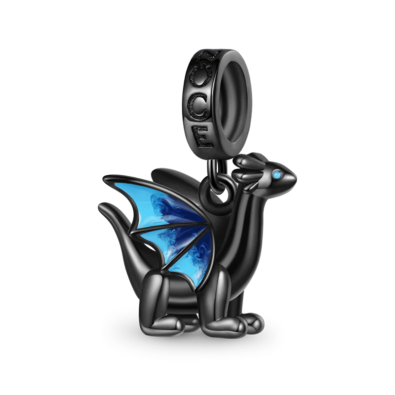 Gnoce Little Black Dragon Charm Platinum-plated Silver Blend