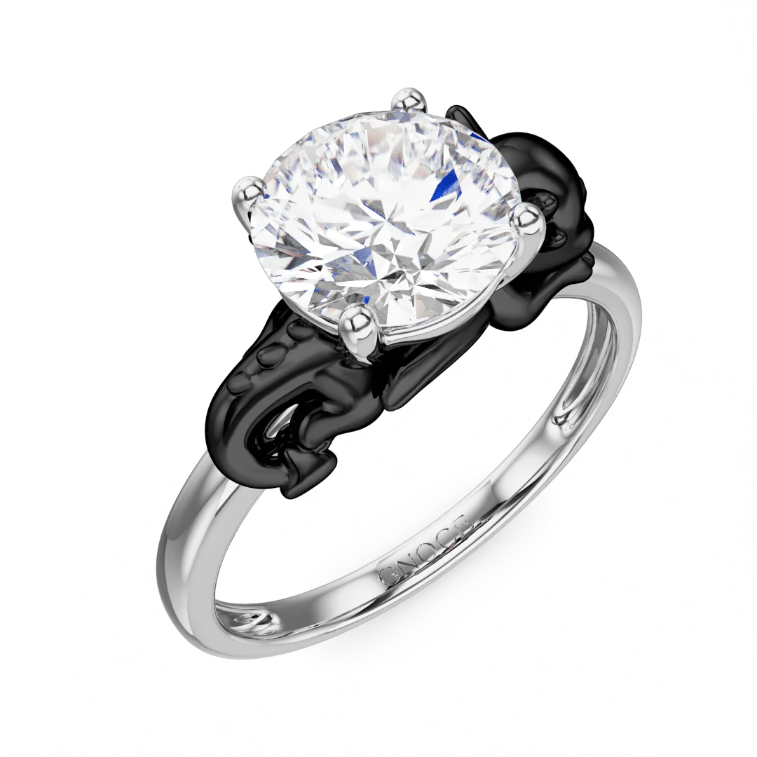 Gnoce Little Black Dragon Embraces Moissanite Ring Platinum-plated Silver Blend - Image 3