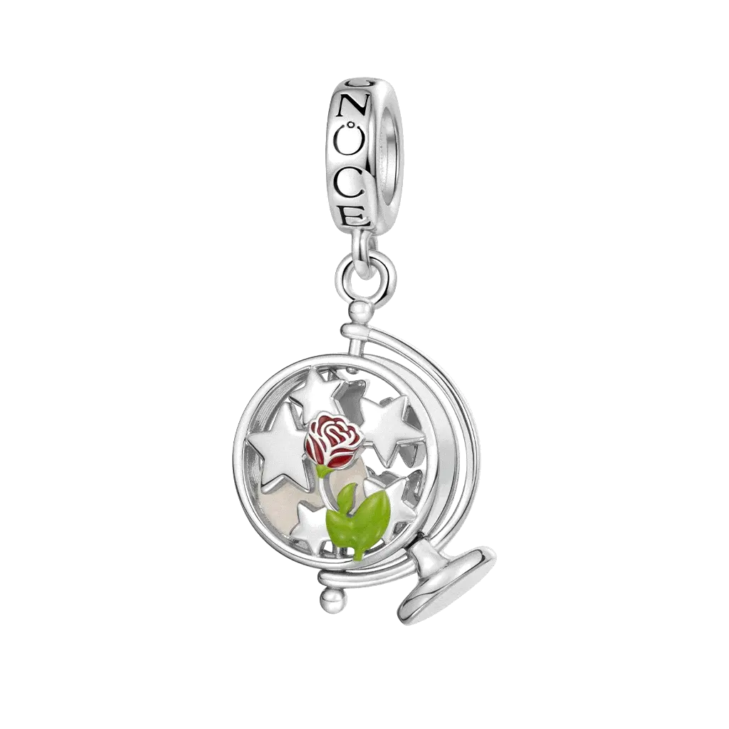 Gnoce Little Boy Globe Glow-in-the-Dark Charm Platinum-plated Silver Blend