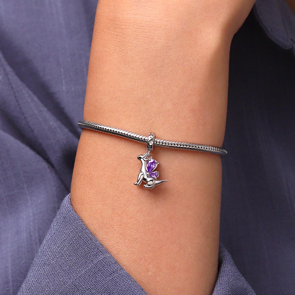 Gnoce Little Flying Dragon Birthstone Charm Platinum-plated Silver Blend - Image 5