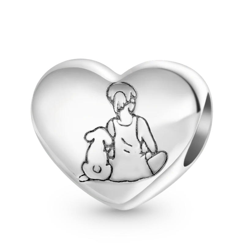 Gnoce "Love" Little Girl & Puppy Heart Charm
