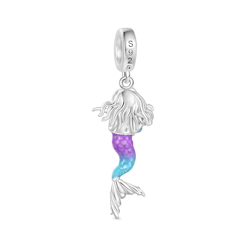 Gnoce Little Mermaid Holding Conch Pendant Dangle Charm - Image 2