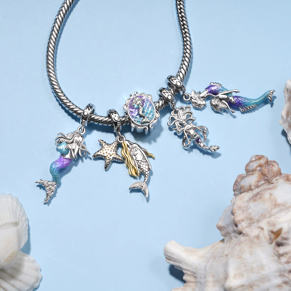 Gnoce Little Mermaid Sisters Pendant Dangle Charm - Image 3