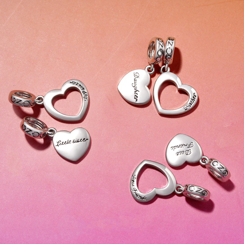Gnoce Sisters Heart Charm Platinum-plated Silver Blend - Image 4