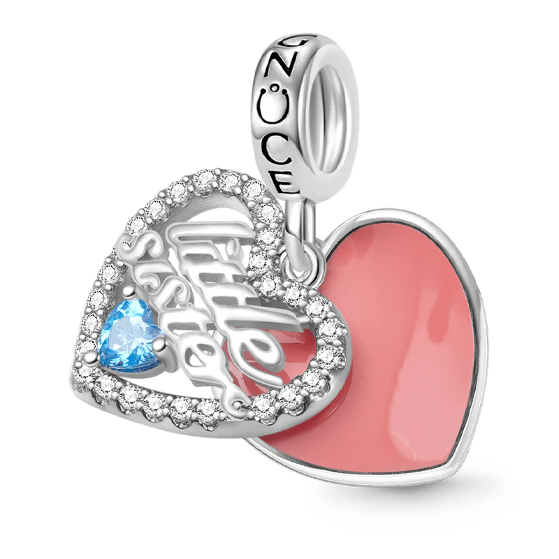 Gnoce "Little Sister" Heart Double Charm Platinum-plated Silver Blend