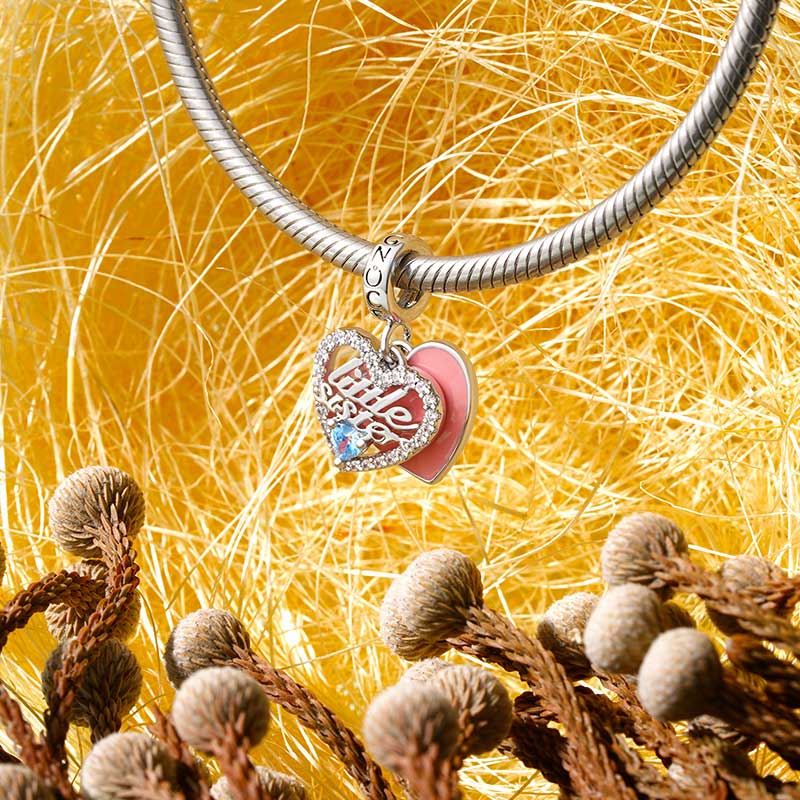 Gnoce "Little Sister" Heart Double Charm Platinum-plated Silver Blend - Image 3