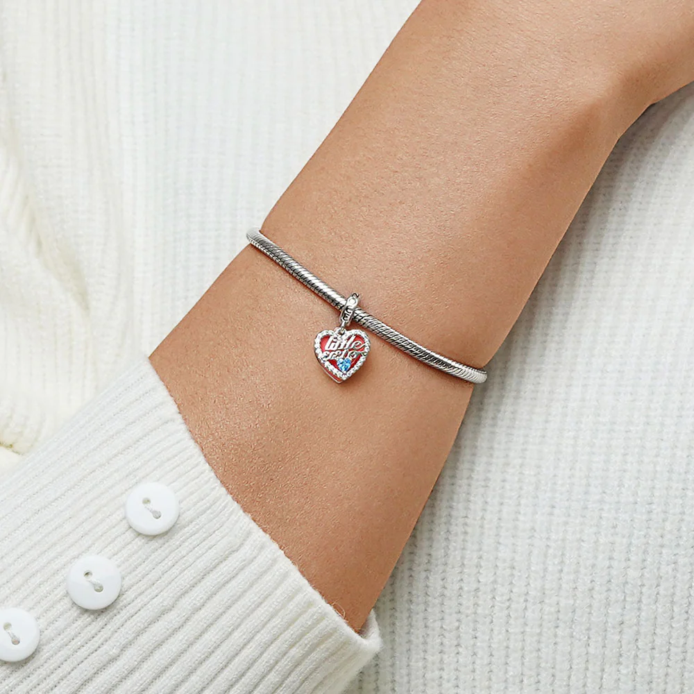 Gnoce "Little Sister" Heart Double Charm Platinum-plated Silver Blend - Image 5