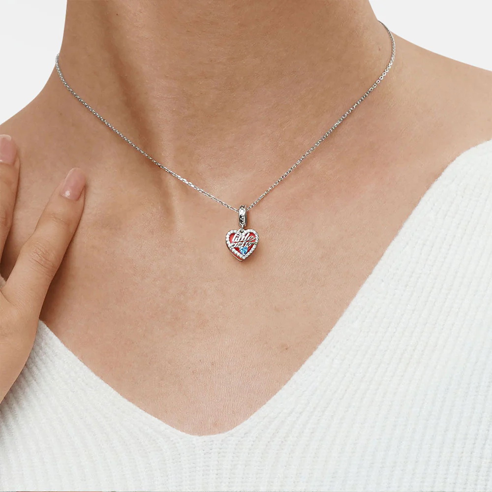 Gnoce "Little Sister" Heart Double Charm Platinum-plated Silver Blend - Image 6