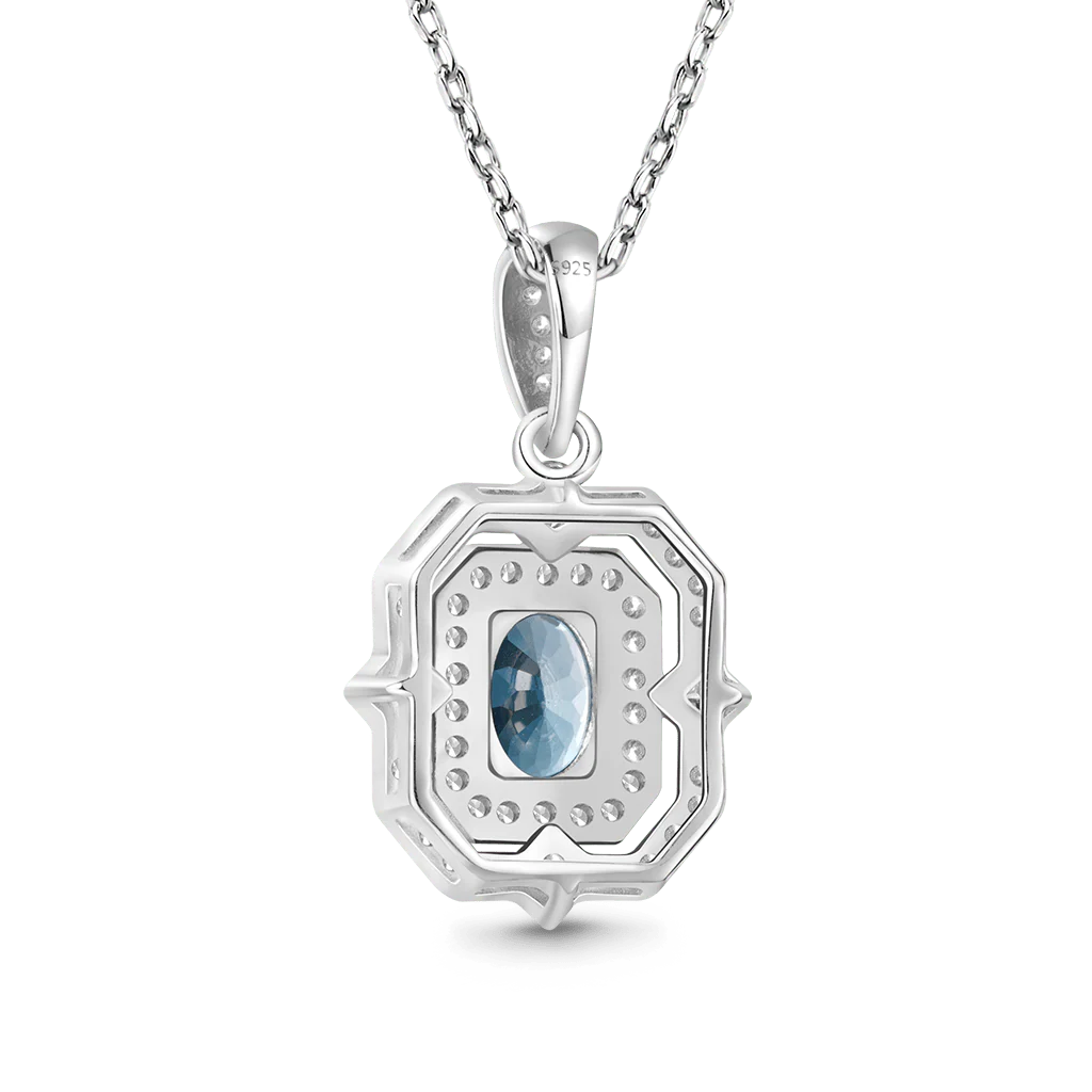 Gnoce Oval London Blue Topaz Pendant Necklace - Image 2